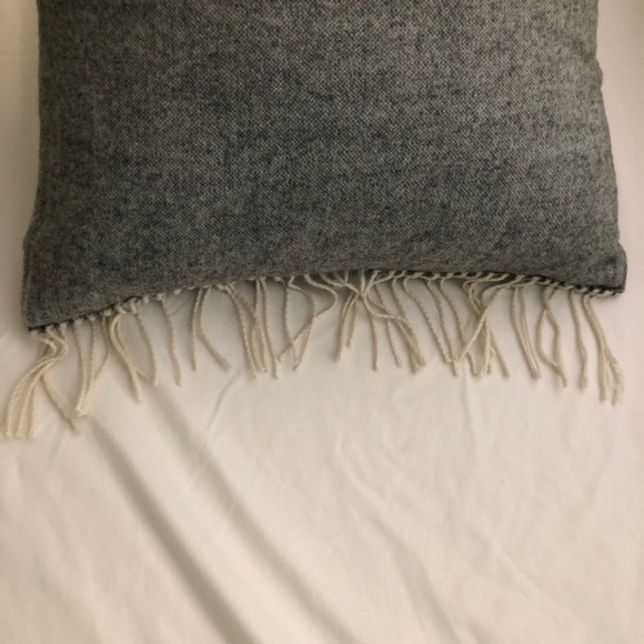 Ann Gish 22" x 18" fringed soft wool suiting accent pillow with insert zip close - Picture 2 of 7